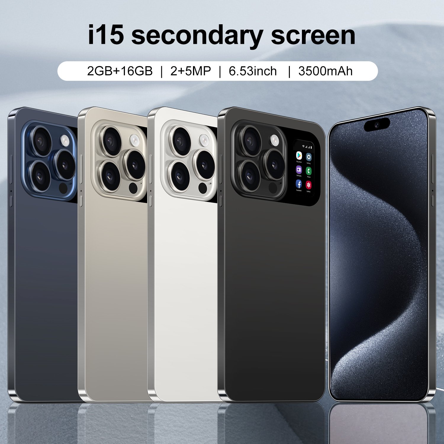 Birthday Gift Cheap I15 Secondary Screen Cellular Phones MTK Processor Big Screen Global Version 3G Smartphone